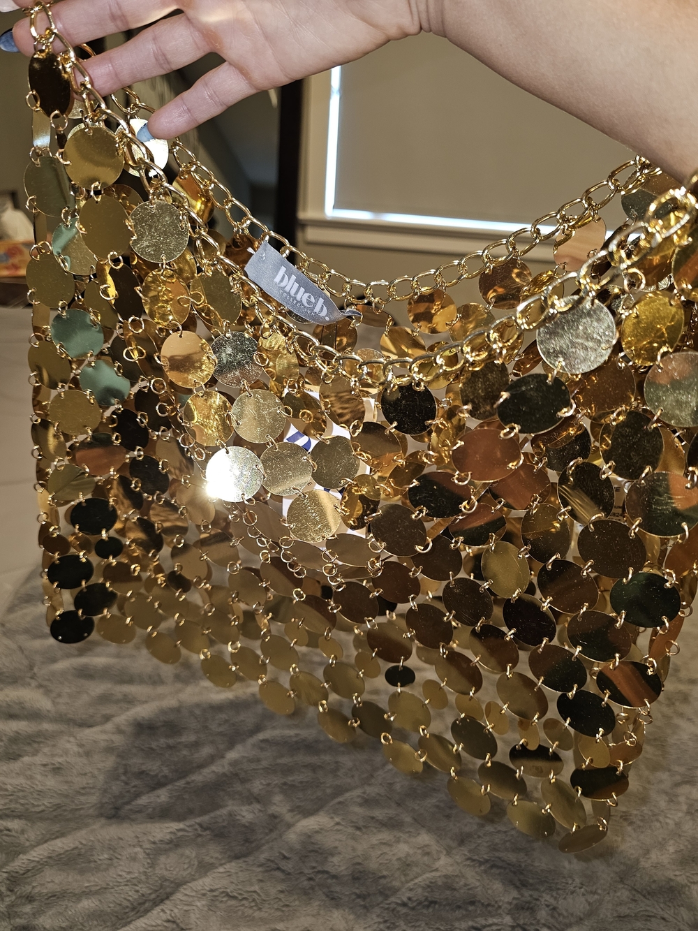 NWT Blue B. Gold Sequin Chain Link Skirt